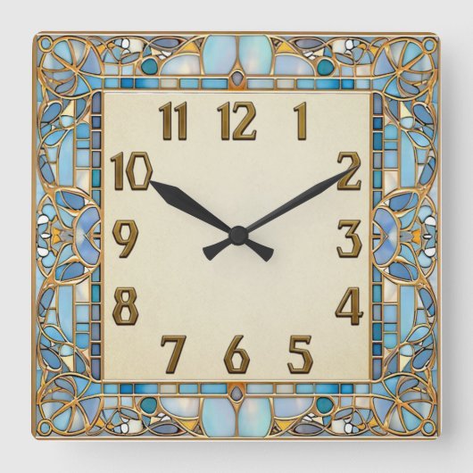 Art Deco Quadratische Wanduhr (Vorderseite)