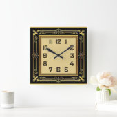 Art Deco Quadratische Wanduhr (Zuhause)
