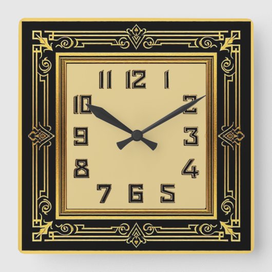 Art Deco Quadratische Wanduhr (Vorderseite)