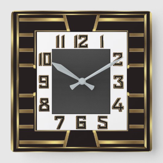 Art Deco Quadratische Wanduhr (Vorderseite)