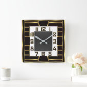 Art Deco Quadratische Wanduhr (Zuhause)
