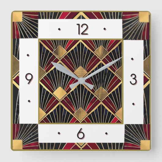 Art Deco Quadratische Wanduhr (Vorderseite)