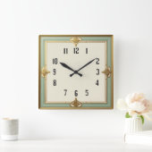 Art Deco Quadratische Wanduhr (Zuhause)