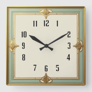 Art Deco Quadratische Wanduhr