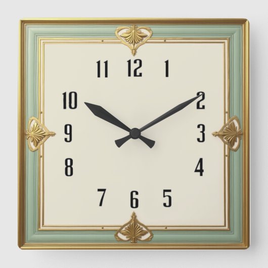 Art Deco Quadratische Wanduhr (Vorderseite)
