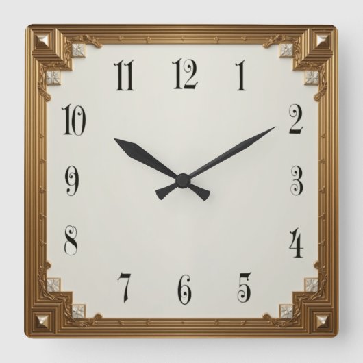 Art Deco Quadratische Wanduhr (Vorderseite)