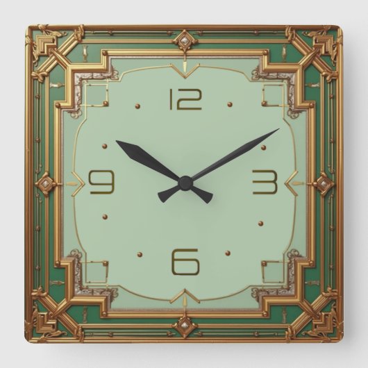 Art Deco Quadratische Wanduhr (Vorderseite)