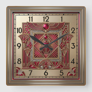 Art Deco Quadratische Wanduhr
