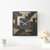 Art Deco Quadratische Wanduhr (Zuhause)