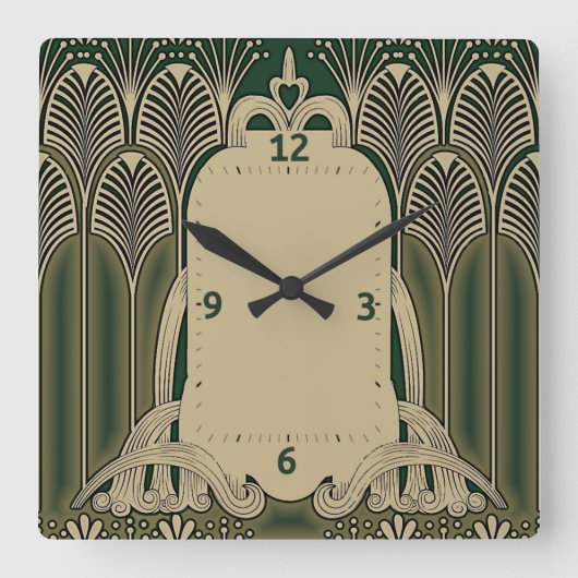 Art Deco Quadratische Wanduhr (Vorderseite)