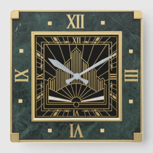 Art Deco Quadratische Wanduhr