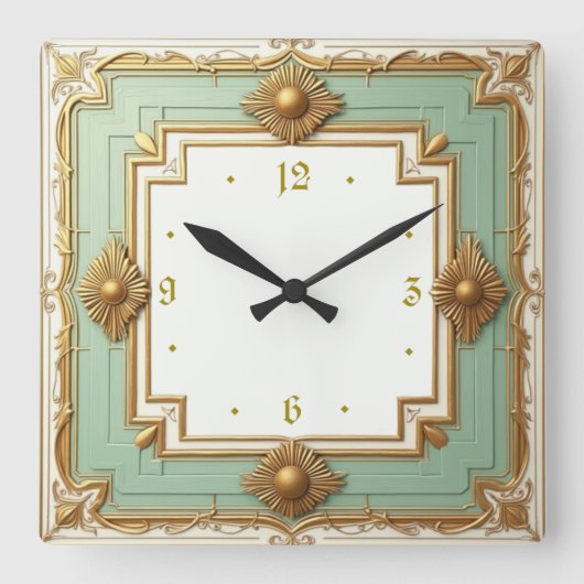 Art Deco Quadratische Wanduhr (Vorderseite)