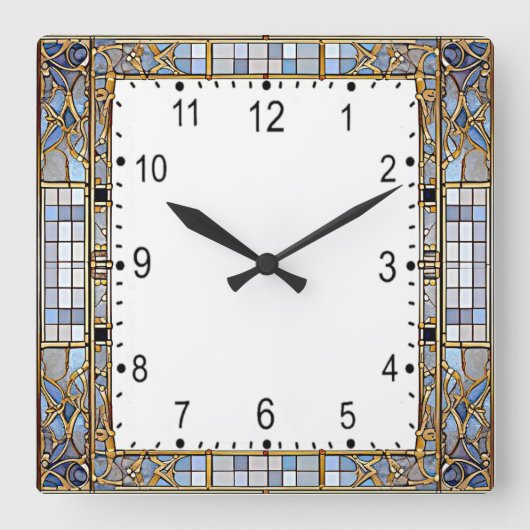 Art Deco Quadratische Wanduhr (Vorderseite)