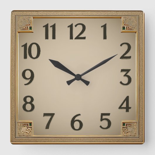 Art Deco Quadratische Wanduhr (Vorderseite)