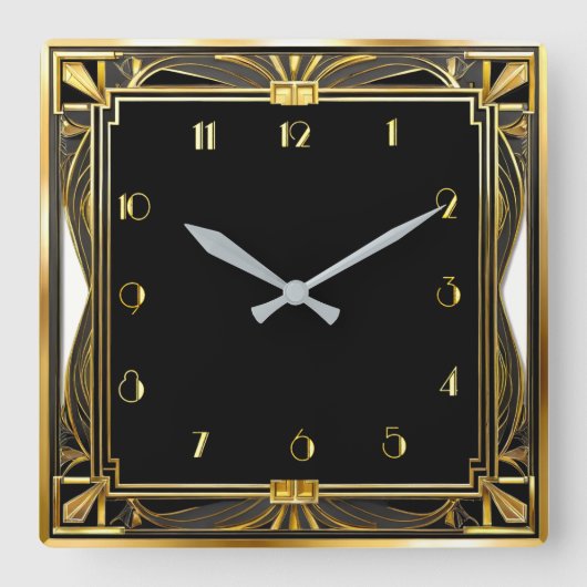Art Deco Quadratische Wanduhr (Vorderseite)
