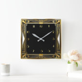Art Deco Quadratische Wanduhr (Zuhause)