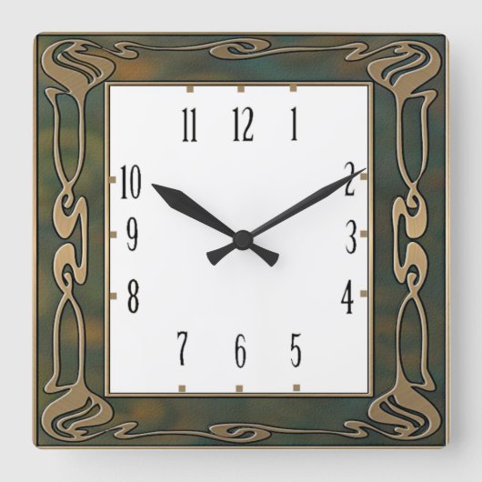 Art Deco Quadratische Wanduhr (Vorderseite)