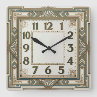 Art Deco Quadratische Wanduhr