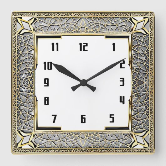 Art Deco Quadratische Wanduhr (Vorderseite)