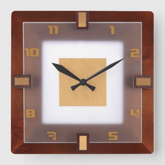 Art Deco Quadratische Wanduhr (Vorderseite)