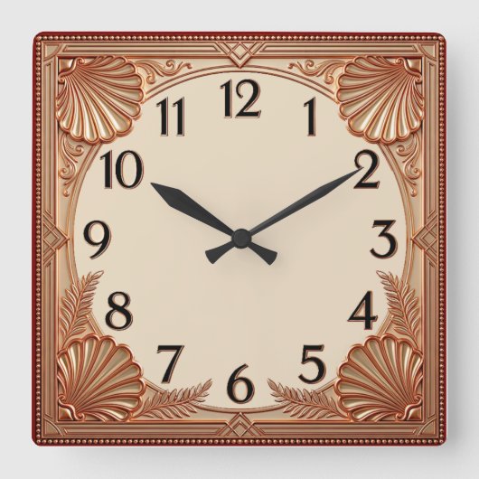 Art Deco Quadratische Wanduhr (Vorderseite)