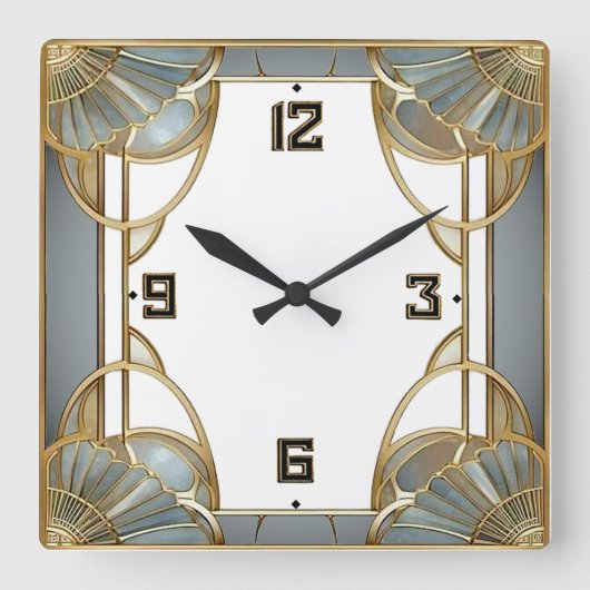 Art Deco Quadratische Wanduhr (Vorderseite)