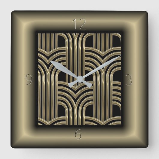 Art Deco Quadratische Wanduhr (Vorderseite)