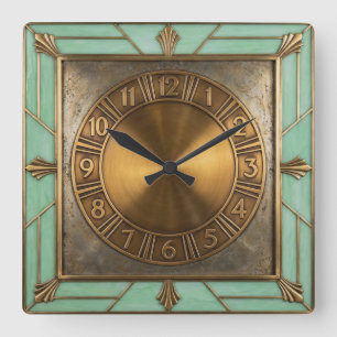 Art Deco Quadratische Wanduhr