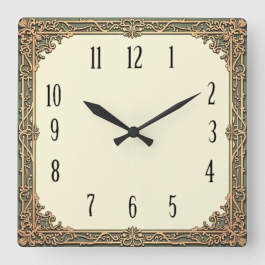 Art Deco Quadratische Wanduhr (Vorderseite)