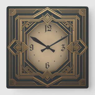 Art Deco Quadratische Wanduhr