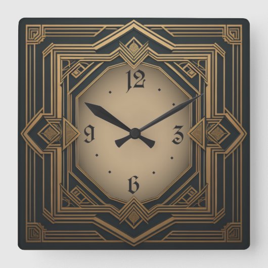 Art Deco Quadratische Wanduhr (Vorderseite)