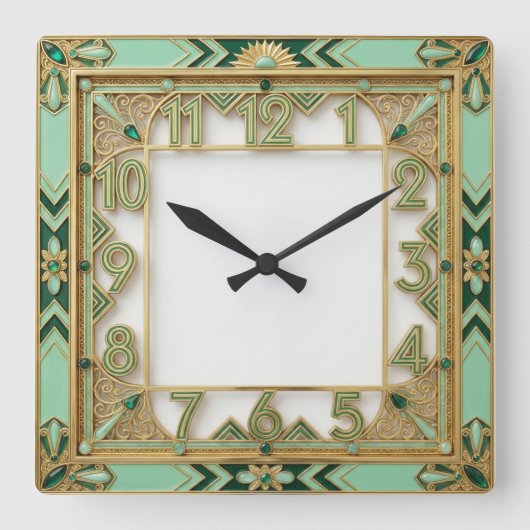 Art Deco Quadratische Wanduhr (Vorderseite)