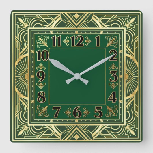 Art Deco Quadratische Wanduhr (Vorderseite)