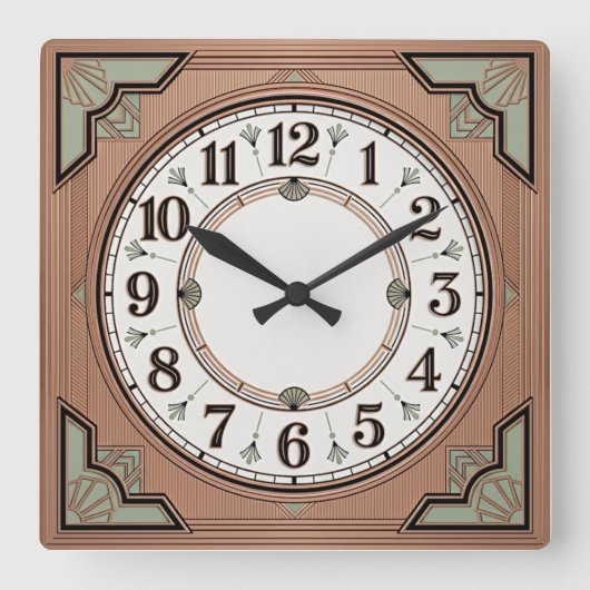 Art Déco Quadratische Wanduhr (Vorderseite)