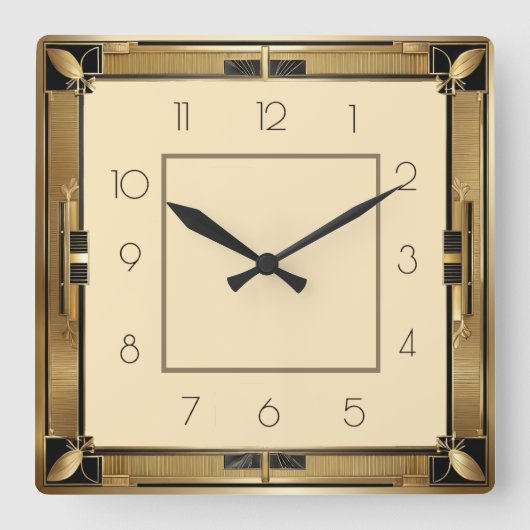 Art Deco Quadratische Wanduhr (Vorderseite)