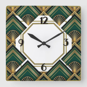 Art Deco Quadratische Wanduhr