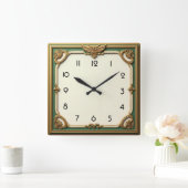 Art Deco Quadratische Wanduhr (Zuhause)