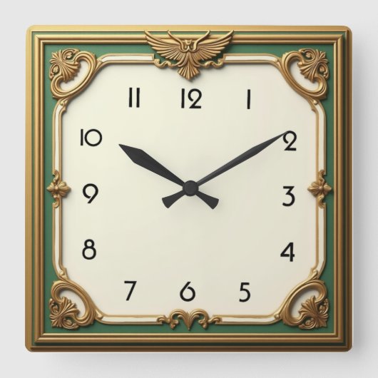 Art Deco Quadratische Wanduhr (Vorderseite)