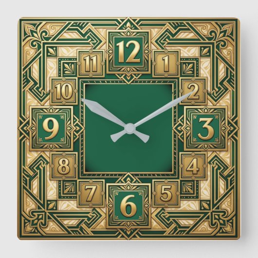 Art Deco Quadratische Wanduhr (Vorderseite)