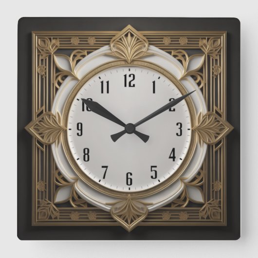 Art Deco Quadratische Wanduhr (Vorderseite)