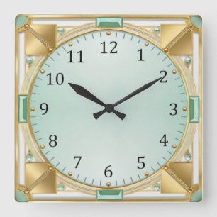 Art Deco Quadratische Wanduhr