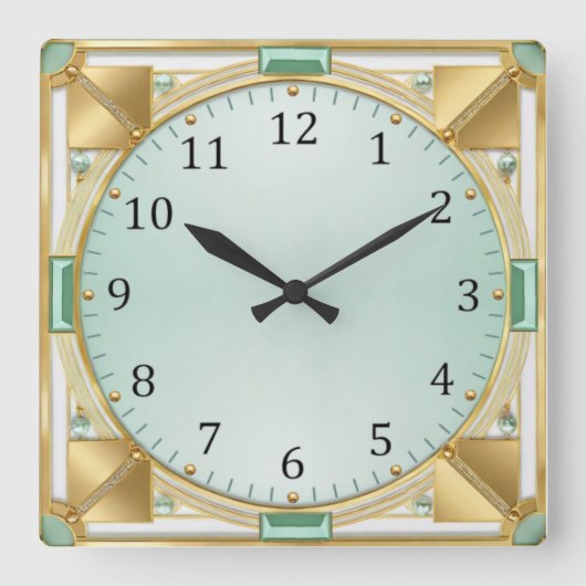 Art Deco Quadratische Wanduhr (Vorderseite)