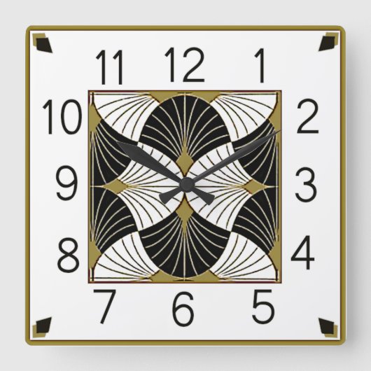 Art Deco Quadratische Wanduhr (Vorderseite)