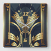 Art Deco Quadratische Wanduhr (Vorderseite)