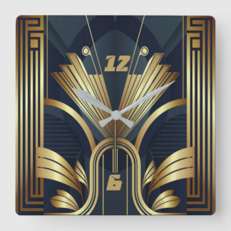 Art Deco Quadratische Wanduhr