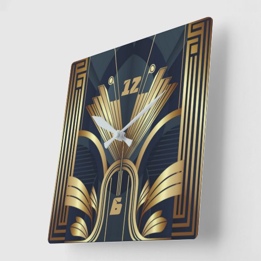 Art Deco Quadratische Wanduhr (Winkel)