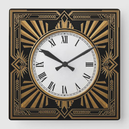 Art Deco Quadratische Wanduhr