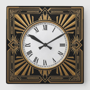 Art Deco Quadratische Wanduhr