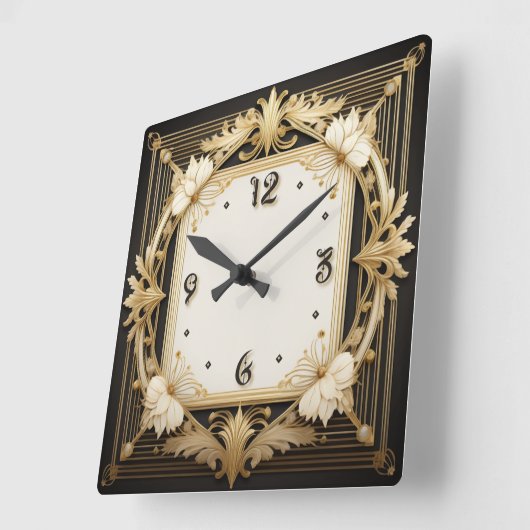 Art Deco Quadratische Wanduhr (Winkel)