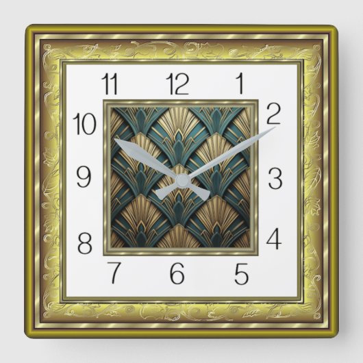 Art Deco Quadratische Wanduhr (Vorderseite)